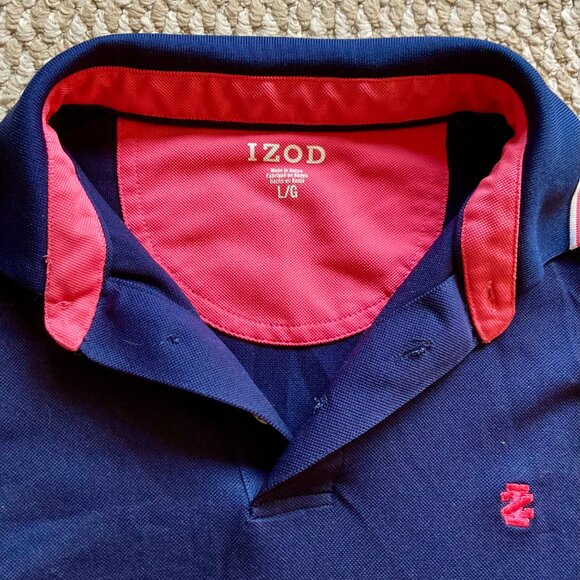Izod Womens Performance Button-Up Polo Shirt Short Sleeve Collared Size L Blue - Picture 3 of 5